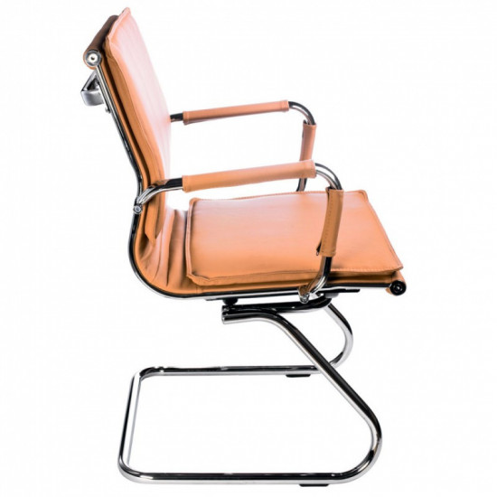 Конференц-кресло CH-993-Low-V/camel кожзам песочный, низкая спинка, полозья хром