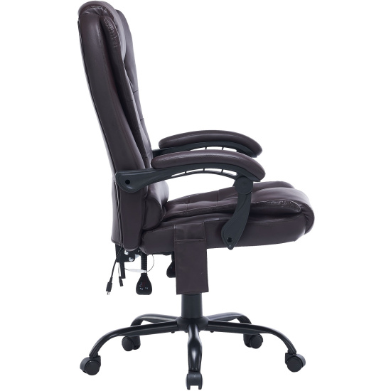 Кресло руководителя Cactus CS-CHR-OC03M-BR, с вибромассажем, кожзам темно-коричневый крестовина металл