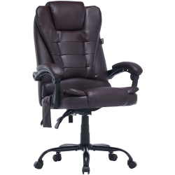 Кресло руководителя Cactus CS-CHR-OC03M-BR, с вибромассажем, кожзам темно-коричневый крестовина металл
