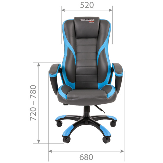 Кресло игровое СН Game 22 кожзам серо-голубой