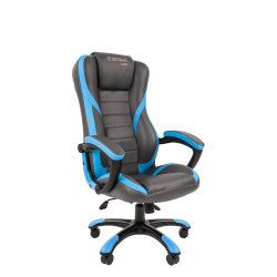 Кресло игровое СН Game 22 кожзам серо-голубой