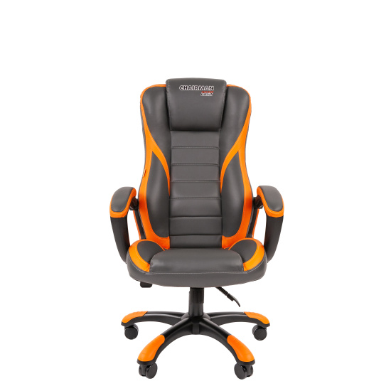 Кресло игровое СН Game 22 кожзам серо-оранжевый