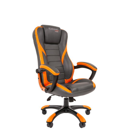 Кресло игровое СН Game 22 кожзам серо-оранжевый