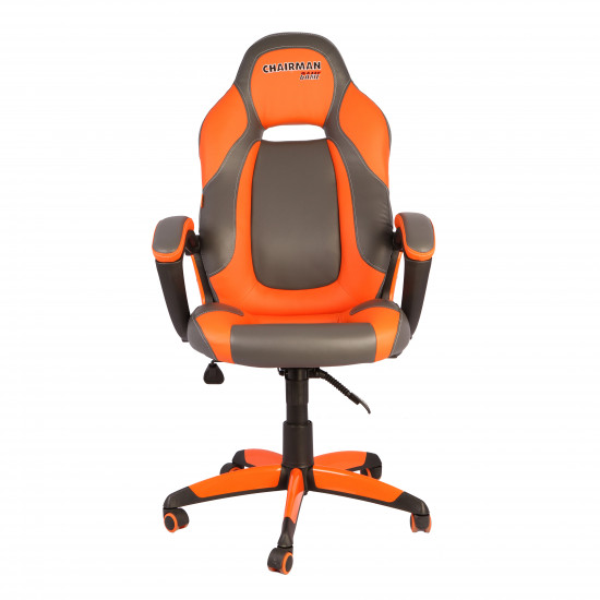 Кресло игровое СН Game 20 кожзам серо-оранжевый
