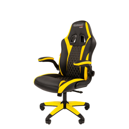 Кресло игровое СН Game 15 кожзам черно-желтый