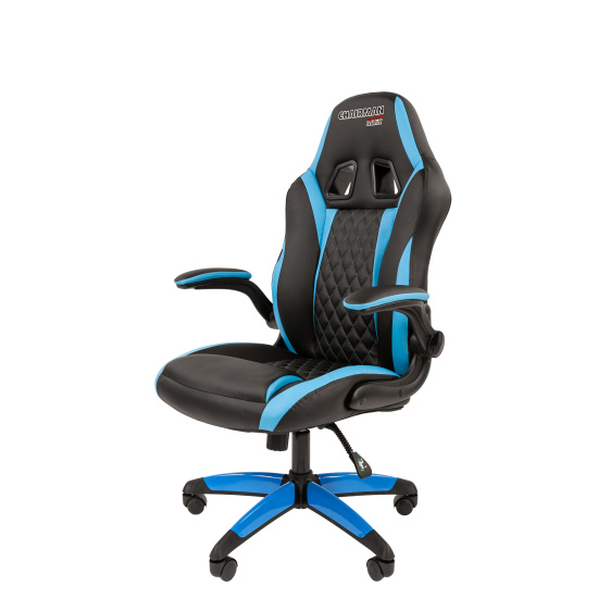 Кресло игровое СН Game 15, кожзам черно-голубое