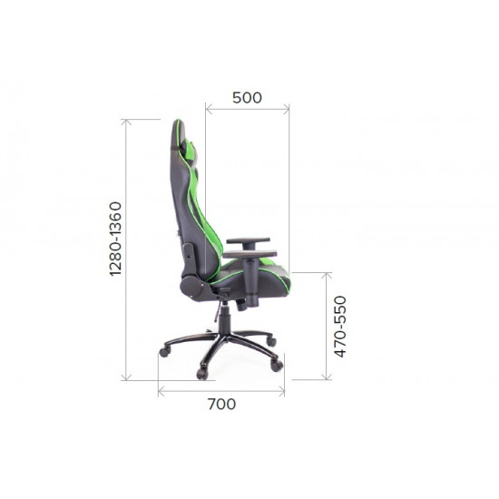 Кресло игровое Everprof Lotus S9, кожзам черно-зеленый