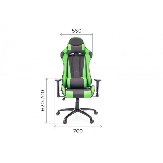 Кресло игровое Everprof Lotus S9, кожзам черно-зеленый