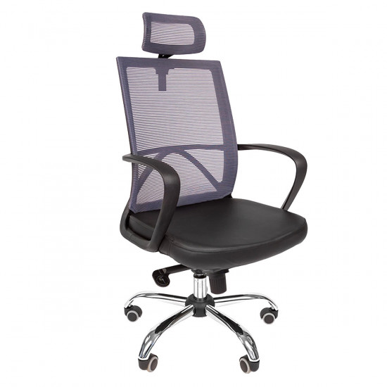 Кресло руководителя РК 230 Lux Tw Pu сиденье эко черный, спинка Tw серый