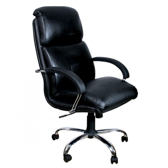 Кресло руководителя Nadir Steel Chrome (comfort) LE-А кожа черная