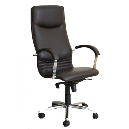Кресло руководителя Nova Steel Chrome LE-К кожа темно-коричневая