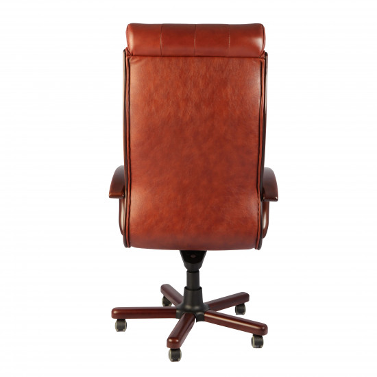 Кресло руководителя Берн GL-13 Madras 2012 кожа/кожзам коричневый, дерево темный орех