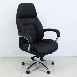 Кресло руководителя Офис Система 001, Black PU270-01, кожзам черный, крестовина хром Fiorenzo