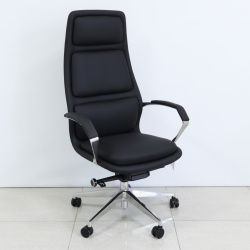 Кресло руководителя Офис Система 007-2, Black PU 270-01, кожзам черный, крестовина хром Fiorenzo