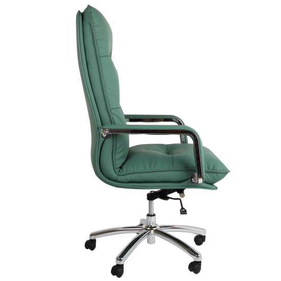 Кресло руководителя Офис Система 014-1, Light Green, кожзам зеленый, крестовина хром Fiorenzo