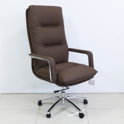 Кресло руководителя Офис Система 014-2, Brown, кожзам коричневый, крестовина хром Fiorenzo