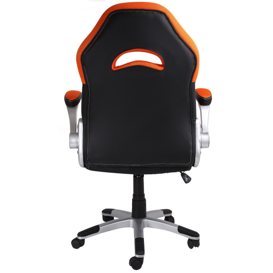 Игровое кресло Офис Система 051, Black+orange, кожзам, ткань черно-оранжевый, Fiorenzo