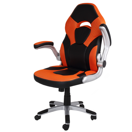 Игровое кресло Офис Система 051, Black+orange, кожзам, ткань черно-оранжевый, Fiorenzo