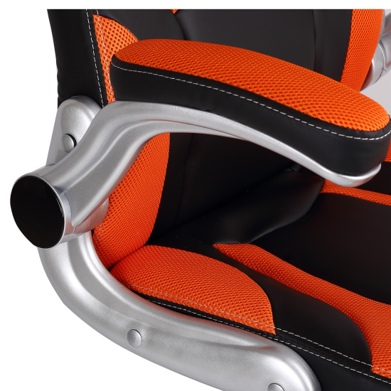 Игровое кресло Офис Система 051, Black+orange, кожзам, ткань черно-оранжевый, Fiorenzo