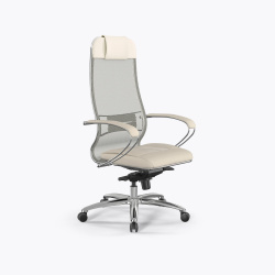 Кресло руководителя Samurai SL-1 сетка/экокожа Infinity Easy Clean, молочный 8.2.1.49