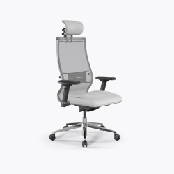 Кресло руководителя Samurai SL-3 сетка/экокожа Infinity Easy Clean, белый 1F.3.5.109