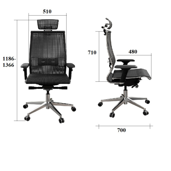 Кресло руководителя Samurai S-3 сетка черная 1D.3.15.109