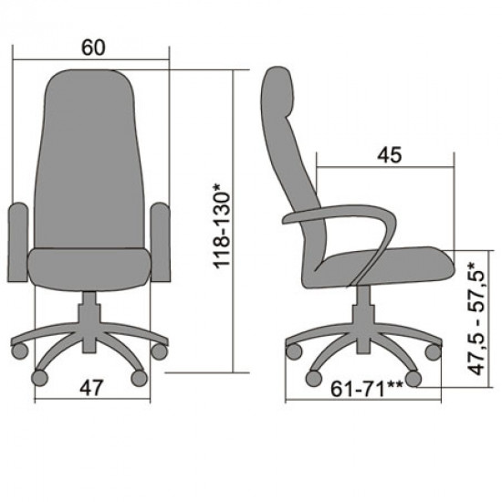 Кресло руководителя Metta ВР-2 Pl износостойкий перфорированный материал NewLeather, черный №721