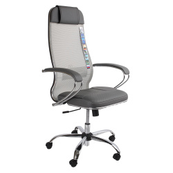 Кресло руководителя Метта B 1m 5/K116, Ch 17833 (компл.5) Х2А сетка/экокожа NewLeather/Mpes, серый