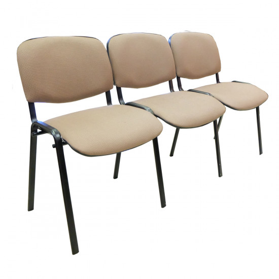 Секция 3 стула Изо без подлокот. 1550*610*760 ткань коричневая в рубчик ТК-6/ ножки муар