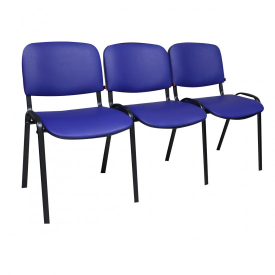 Секция 3 стула Изо без подлокот. 1550*610*760 к/з синий PV-9/308 ножки муар