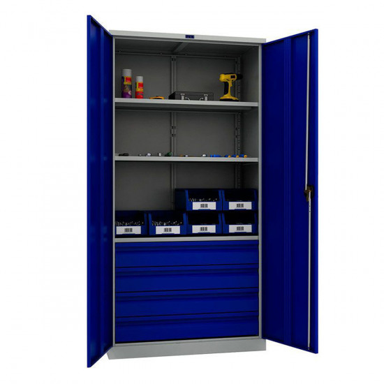Шкаф инструментальный TC-1995-003040 1900*950*500 (3 б.полки, 4 б.ящика), серо-синий