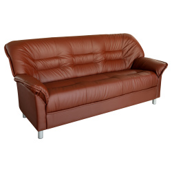 Диван 3-х местный В-100 ЕСОstile-26, кожзам коричневый, AL 1900*880*880 мм