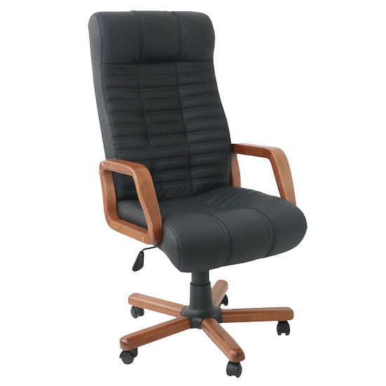 Кресло руководителя Атлант W орех, кожа черная - с доставкой в интернет ...